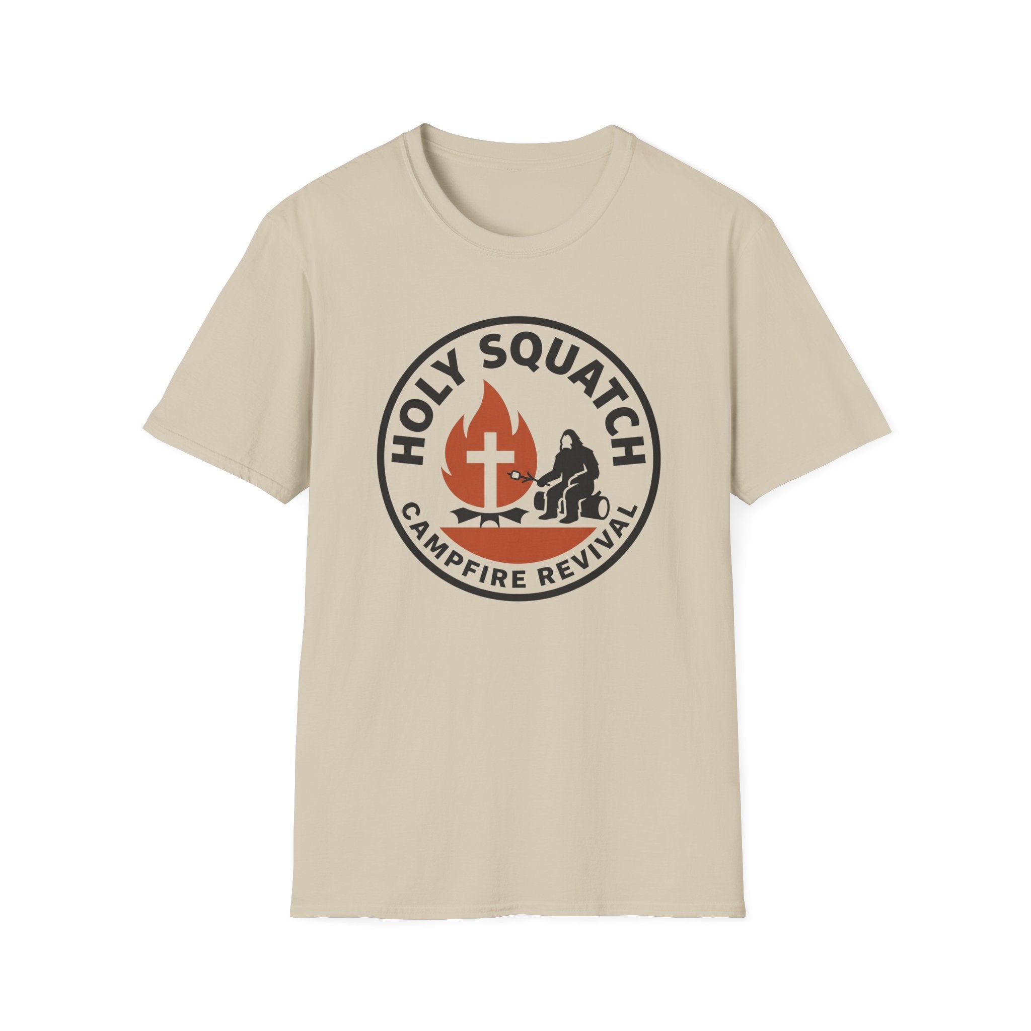 Holy Squatch Campfire Revival Funny Outdoor Hiking Camping T-Shirt Designed For The Faithful