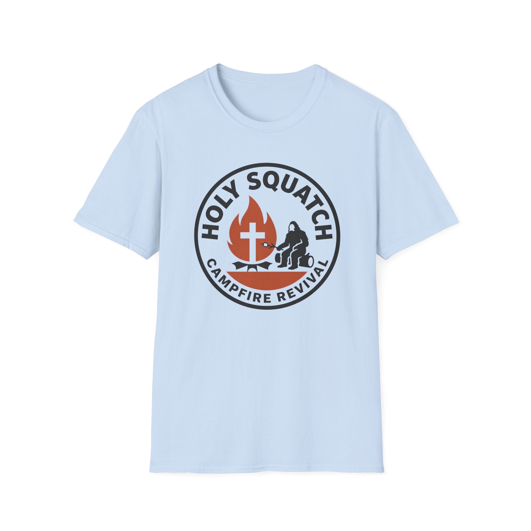 Holy Squatch Campfire Revival Funny Outdoor Hiking Camping T-Shirt Designed For The Faithful