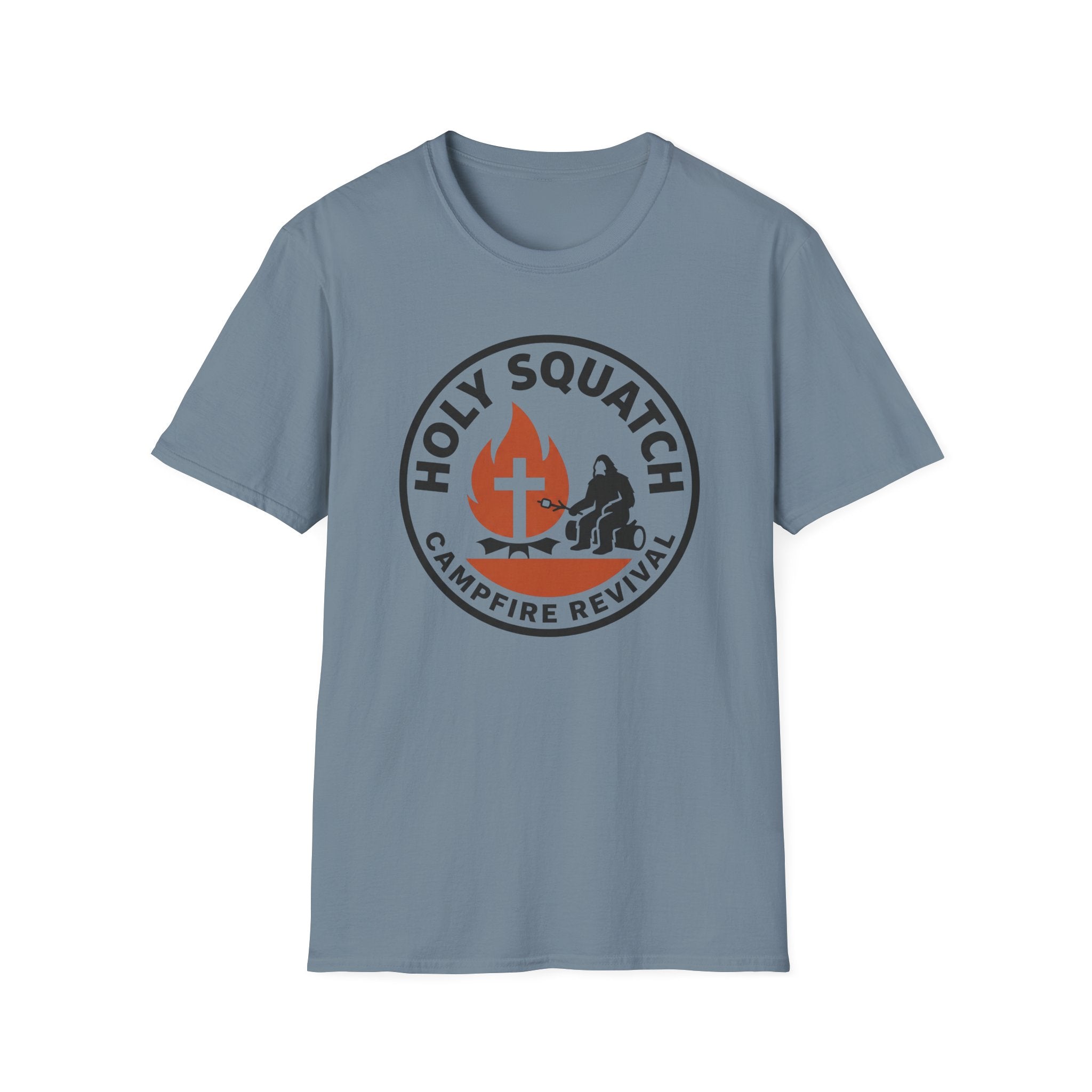 Holy Squatch Campfire Revival Funny Outdoor Hiking Camping T-Shirt Designed For The Faithful