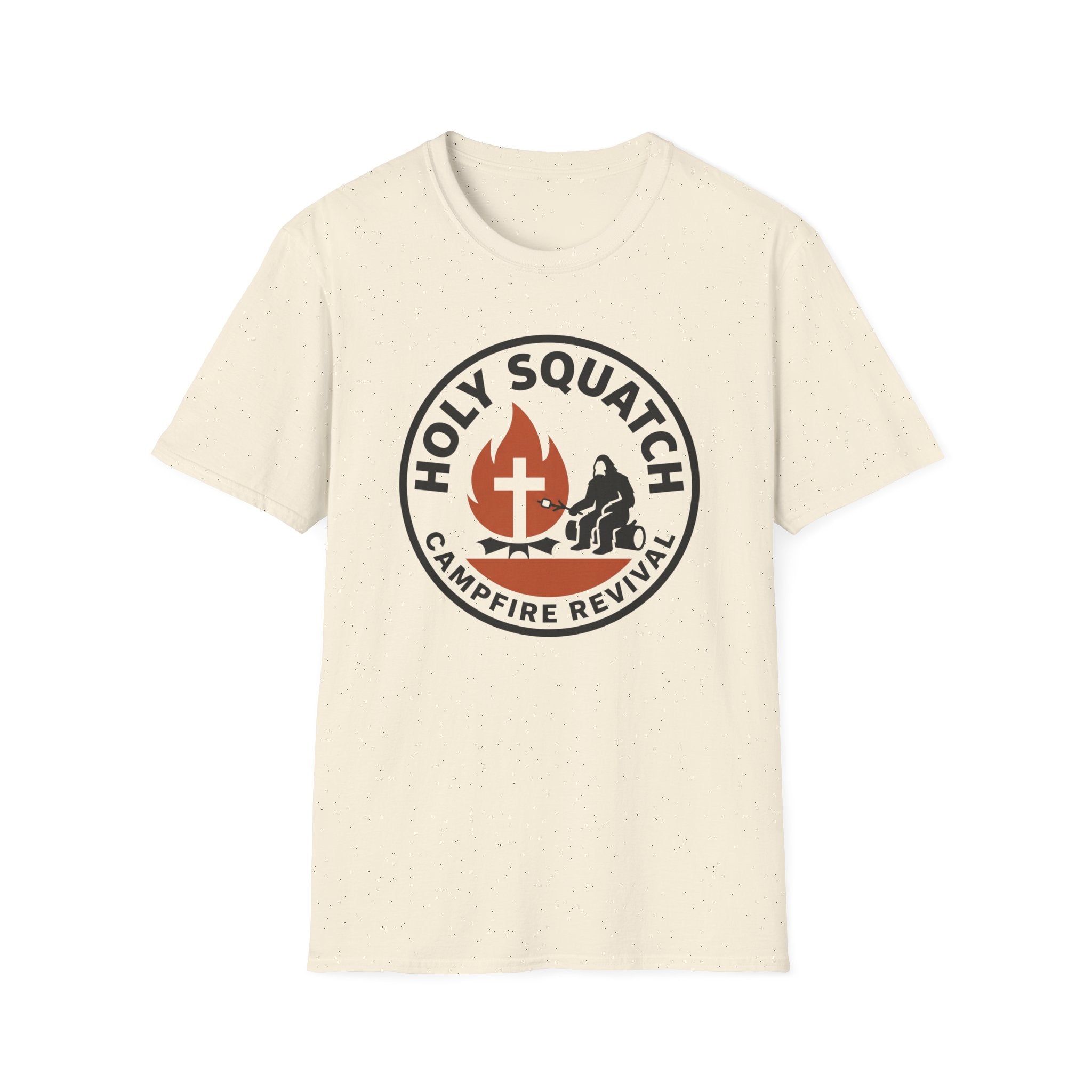 Holy Squatch Campfire Revival Funny Outdoor Hiking Camping T-Shirt Designed For The Faithful