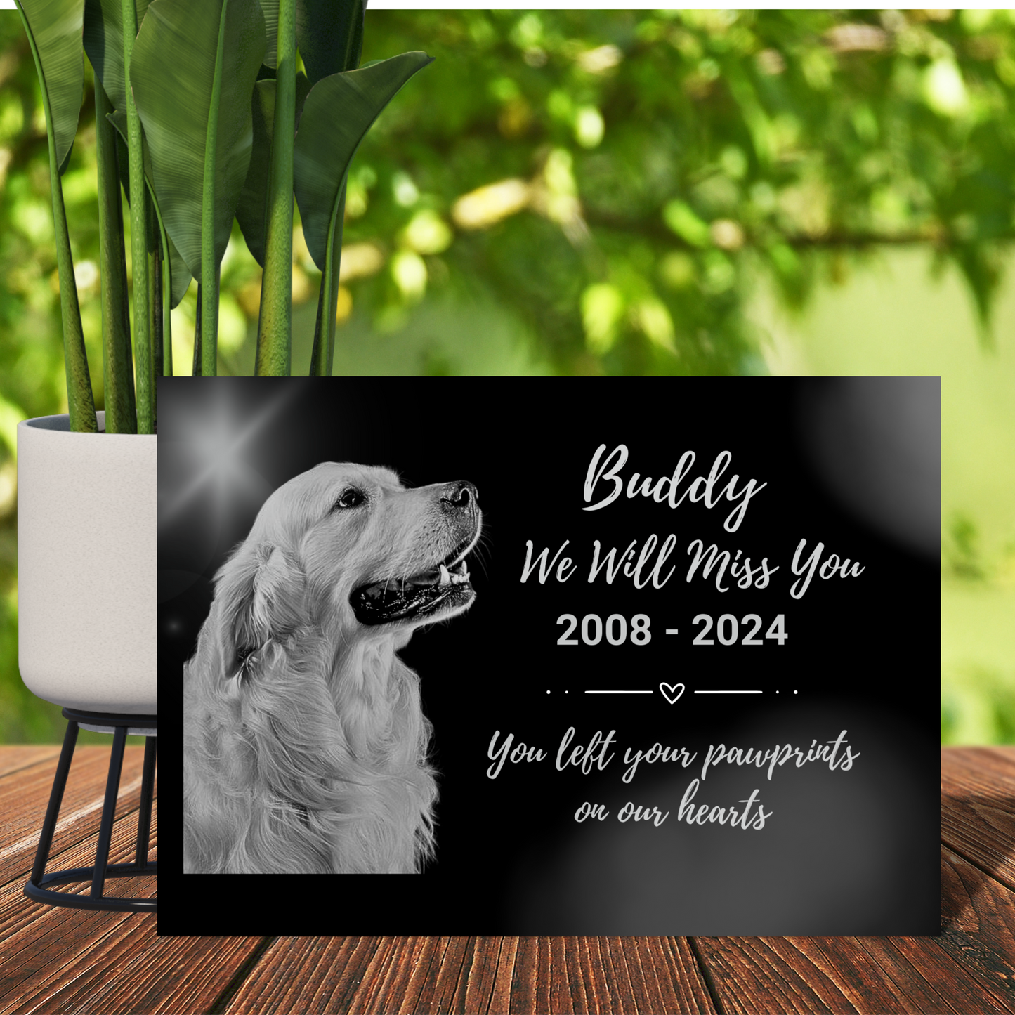 Personalized Pet Memoriam With Your Pet's Photo Custom Words of Comfort 5" x 7"